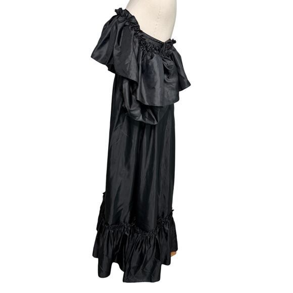 LoveShackFancy Tara Off-the-shoulder Ruffle-trim Taffeta Dress black size 2 - Picture 6 of 11